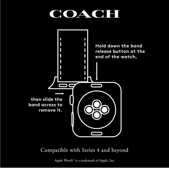 Coach Women's Leather Apple Watch Strap: Chalk White With Silver Tea Rose Charm - Picture 5 of 6